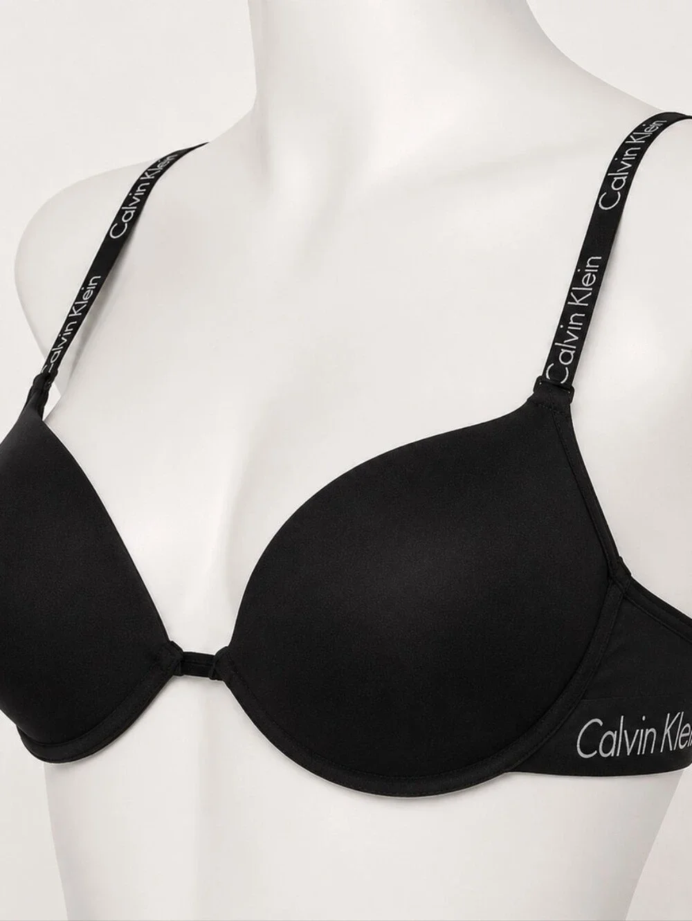Calvin Klein Bra 34B Logo Band Black Push-Up Convertible